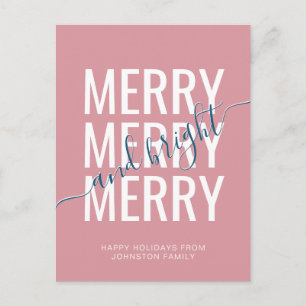 Postal Elegante alegre y brillante Navidad rosa vacacione