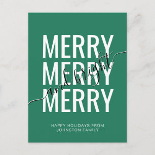 Postal Elegante alegre y brillante Navidad verde vacacion
