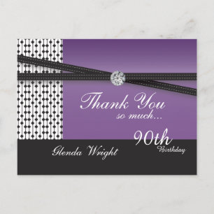 Postal Elegante Amethyst Purple y Black Birday
