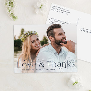 Postal Elegante amor a la marina y gracias Boda gracias