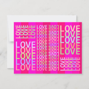 Postal "Elegante "AMOR" Moderno y Colorido sobre Rosa Fue