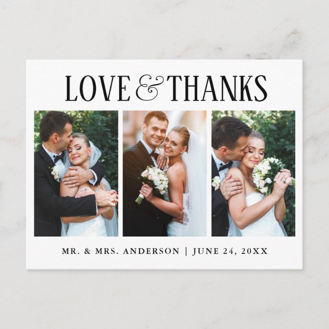Postal Elegante amor moderno y gracias Boda 3 Foto (Anverso)