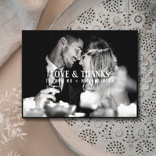 Postal Elegante Amor y Gracias Boda Foto Gracias
