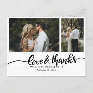 Postal Elegante Amor Y Gracias De Boda   Dos fotos