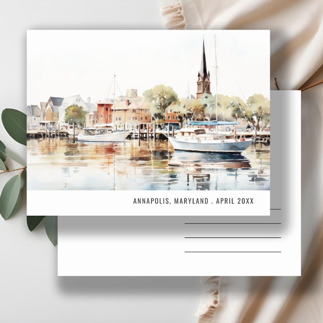 Postal Elegante Anápolis Maryland Watercolor Travel (Subido por el creador)