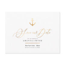 Elegante Ancla de Faux Gold, Nautical Save the Dat