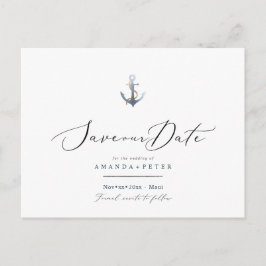 Postal Elegante Ancla, Nautical Save the Date