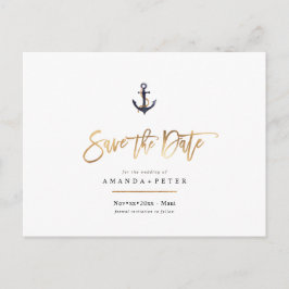 Postal Elegante Ancla, Nautical Save the Date