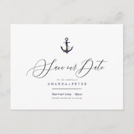 Postal Elegante Ancla, Nautical Save the Date