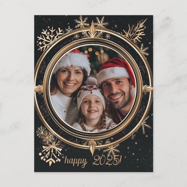 Postal Elegante Año Nuevo Feliz de Invierno (Anverso)