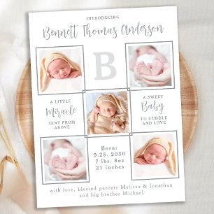 Postal Elegante Anuncio de Nacimiento de Bebé Nuevo Único