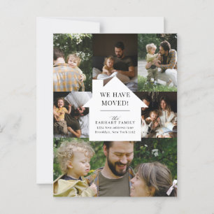 Postal Elegante Anuncio de Traslado de Collage de fotos H