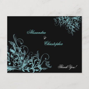 Postal Elegante Aqua Swirls Gracias