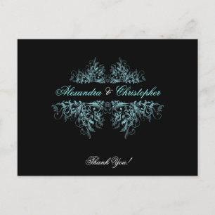 Postal Elegante Aqua Swirls Gracias