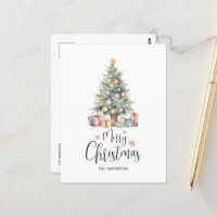 Elegante Árbol de Navidad acuarela y presentación