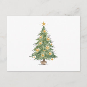 Postal Elegante árbol de Navidad con adornos de oro Water