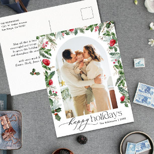 Postal Elegante Arco Botánico 1 Foto Felices Fiestas