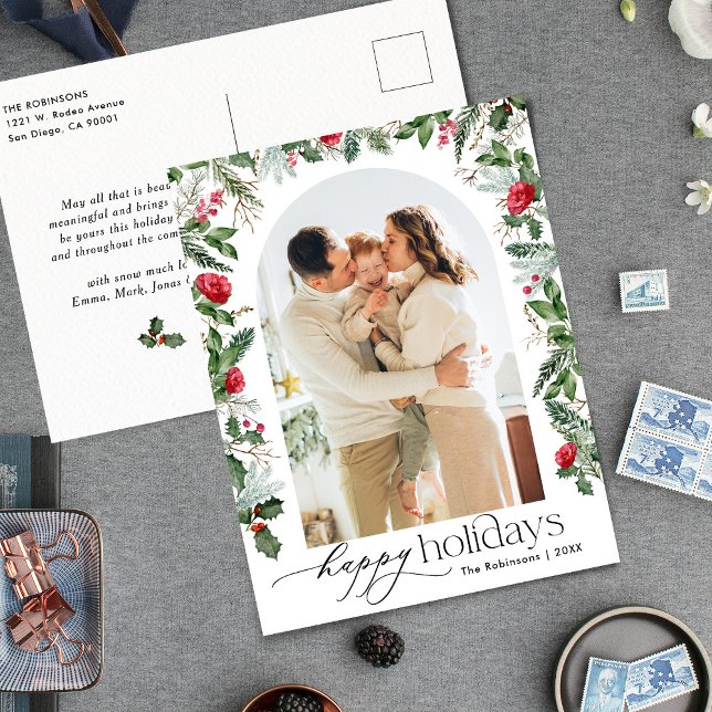 Postal Elegante Arco Botánico 1 Foto Felices Fiestas (Subido por el creador)