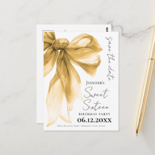 Postal Elegante Arco de Oro Coquette Dulces 16 Guardar la