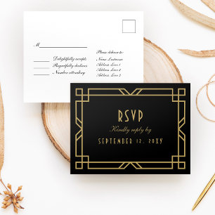 Postal Elegante Art Deco Marco dorado negro SVP simple