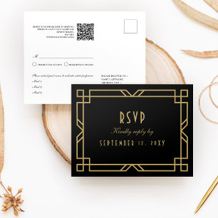 Postal Elegante Art Deco Marco dorado negro SVP simple