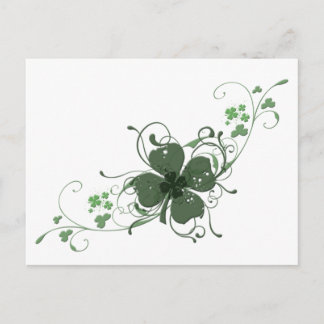 Postal Elegante Arte de Diseño de Shamrock en San Patrici