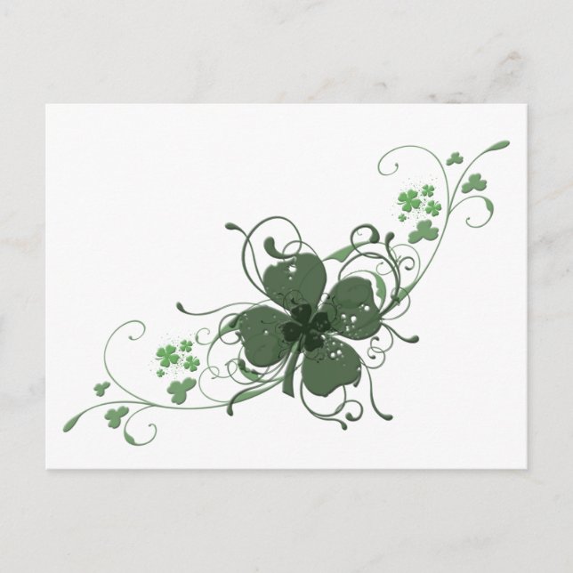 Postal Elegante Arte de Diseño de Shamrock en San Patrici (Anverso)