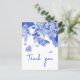 Postal Elegante asador floral azul blanco chino (Anverso de pie)