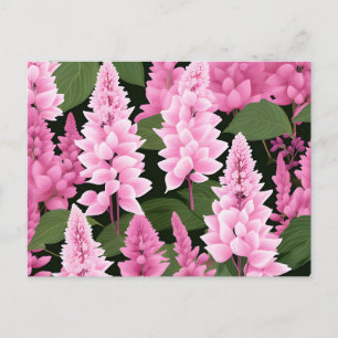 Postal Elegante Astilbe Floral Repetir con Verde