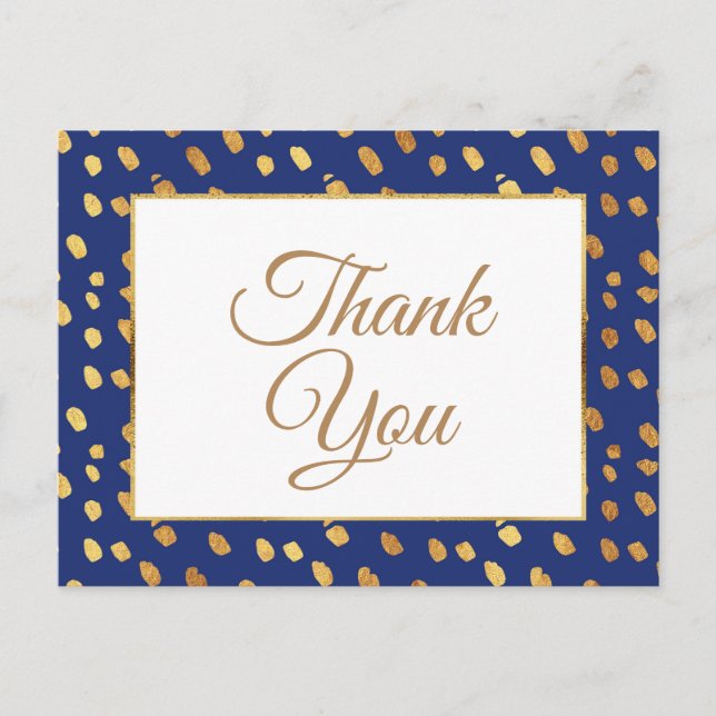 Postal Elegante Azul Dorado Gracias (Anverso)