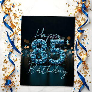Postal Elegante Azul Safiro y Negro Cumpleaños 85