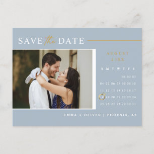 Postal Elegante azul turbio Guardar el código QR del cale