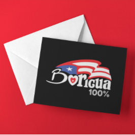 Postal Elegante Bandera del Patrimonio Boricua 100% de Pu