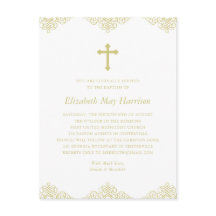 Elegante Baptismo de cruz de oro/Invitación a la c