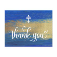 Elegante Bautismo De Niño Azul Y Oro Gracias