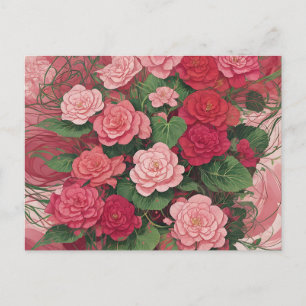 Postal Elegante Begonia Resumen Rosa Y Rojo
