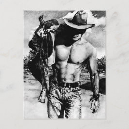 Postal Elegante Bella Artes Carbón Dibujo Sexy Vaquero