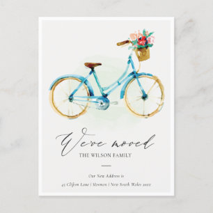 Postal Elegante bicicleta floral rosa azul amarilla que n