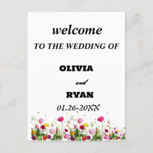 Postal elegante bienvenida a nuestro cartel boda