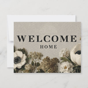 Postal Elegante "Bienvenido a casa" saludo con arte botán