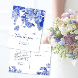 Postal Elegante Blue Chinoiserie Bridal Shower Gracias