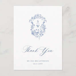 Postal Elegante Blue French Garden Floral Gracias