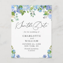 Elegante Blue Hydrangea Boda QR Guardar la fecha