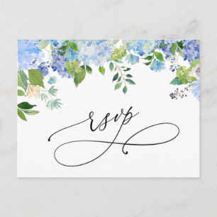 Postal Elegante Blue Hydrangea Watercolor Wedding RSVP