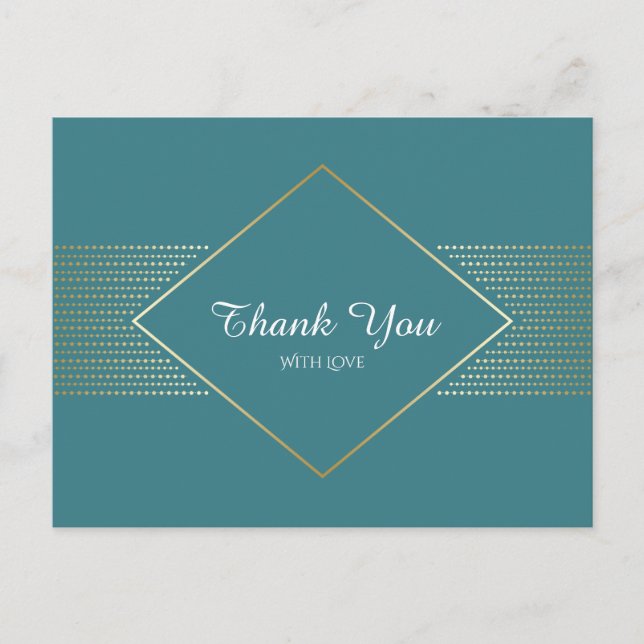 Postal Elegante boda art deco simple gracias (Anverso)