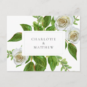 Postal Elegante Boda blanco rosa verde