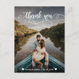 Postal Elegante Boda Completo Foto Gracias Postcard