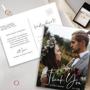 Postal Elegante Boda con letras de mano 2 Foto Gracias