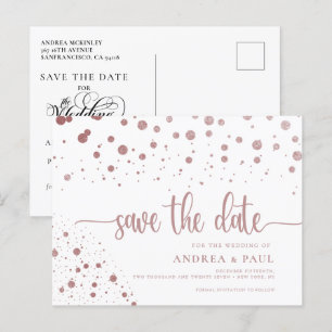 Postal Elegante Boda Confetti Salva La Fecha