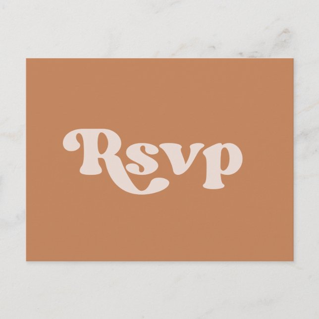 Postal Elegante boda de azúcar marrón retro RSVP (Anverso)